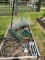 Garden hoses, sprinklers, hardware cloth, shepherd hook