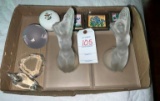 Flat - 2 satin glass Lalique French lady figurines