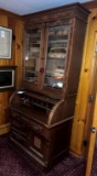 Antique Burled Walnut Secretary-Desk w/ cylinder roll