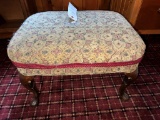 Upholstered footstool w/ Queen Ann legs