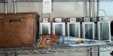 Copper Box, Candle Lanterns, Painted Saw