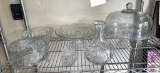 Glass cake stands, footed bowl, water bottle