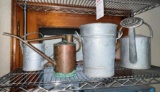 sprinkling cans, galvanized pail