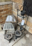 Cast Iron Lanterns, 2 Small Solariums, Plant Stand
