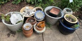Lot - Stoneware & Clay Planters & Sea Shells
