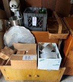 Kitchen Aid mixer, basket, vases, copper post toppers