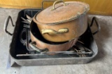 Fish fry pan, cast iron mold, copper plated pans
