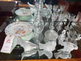 Lot - Satin Glass Birds, Perfume Bottle
