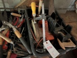 2 tubs w/ contents - garden tools, power saw & misc.
