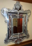 Very Ornate Vintage Venetian Art Glass Mirror