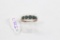 14k Yellow Gold 5 Round Cut Green Stone Ring