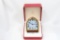 Cartier 1980's Style 'Romane' Gold and Red Enamel Travel Alarm Clock