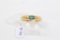 18k Yellow Gold Oval Emerald Set in Thick Half Round Band