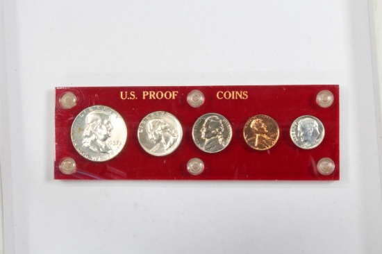 1957 US proof set in red acrylic holder