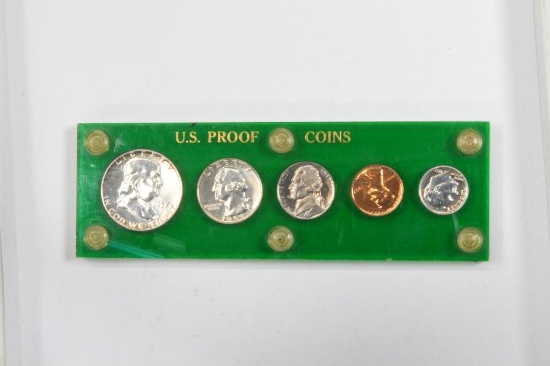 1957 US proof set in green acrylic holder