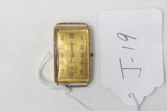 Laco 14k Gold (marked 585) Vintage Rectangular Watch Face