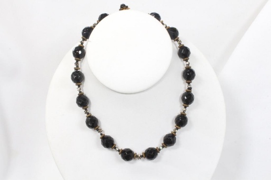 Costume Miriam Haskell 18" Faceted Bead Necklace
