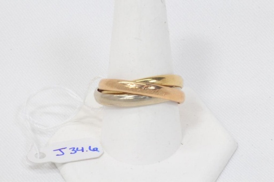 Ler Murt de Cartier 18k Tri-Color Trinity Ring