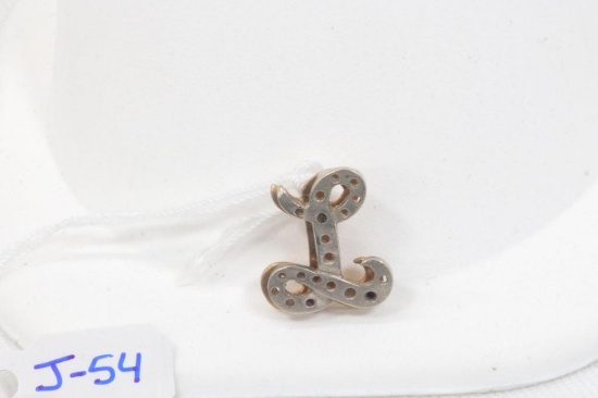 14k Two Tone Gold Cursive L Pendant Blank -