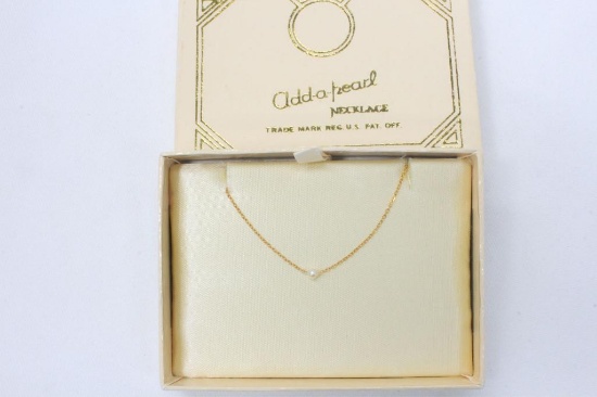 14k Yellow Gold 16" Add a Pearl Necklace with 1 Pearl