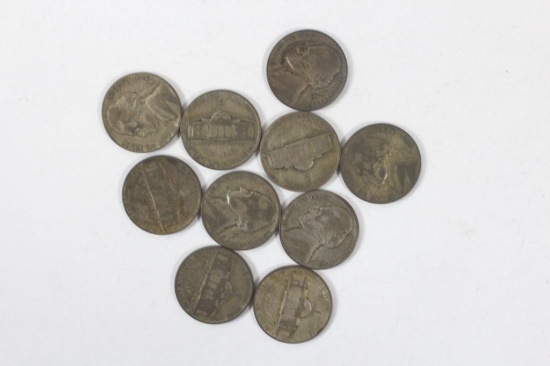 Lot of 10 Silver war Nickels