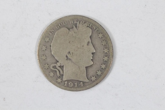 1914-P Barber half dollar
