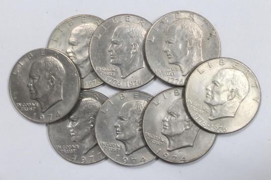Lot of 8 Eisenhower Dollars