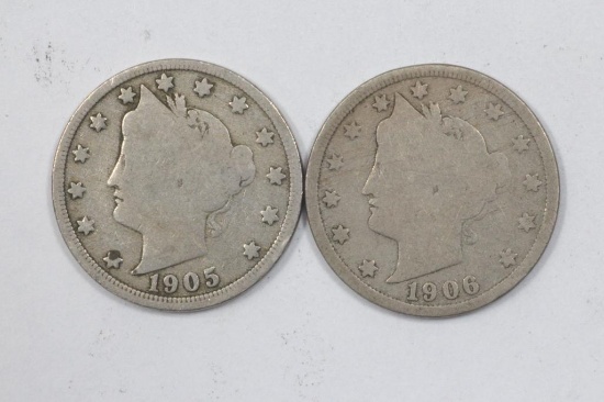 1905 & 1906 V Liberty Nickels