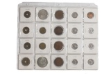 Lot of 2 sheets consisting of 40 foreign coins and tokens