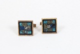 Pair 21mm square mosaic looking cufflinks