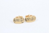 Pair gold plated cufflinks with music notes
