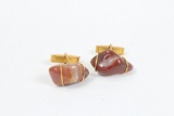 Pair large agate wire wrapped cufflinks