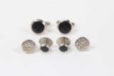 Set of Silver tone cufflinks and 4 button studs
