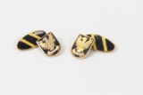 Pair Black and yellow gold plate cufflinks with crest