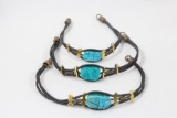 3 Turquoise bracelets on triple strands with brass.