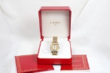 Cartier Panthere 27mm 3 Row Two Tone 18k Yellow Gold and Stainless Steel Midsize Wristwatch Model