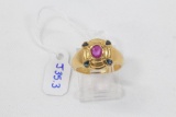 18k Yellow Gold Ruby & Sapphire Ring
