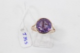 14k Yellow Gold 12.3mm Round Cut Created Alexandrite Ring