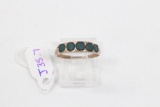 14k Yellow Gold 5 Round Cut Green Stone Ring