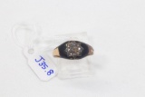 14k Yellow Gold Vintage Black Enamel & Diamond Star Ring
