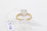 18k Yellow Gold Oval Opal 4 Prong Ring