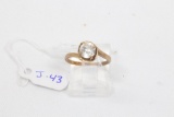 10k Yellow Gold 6.0mm Round Cut White Topaz Ring