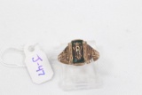 Jostens 10k Yellow Gold 1962 Ladies Class Ring with Green Stone