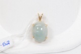14k Yellow Gold 15.2mm x 11.8mm Jade Cabochon 4 Prong Pendant