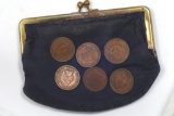 Lot of 6 Indian head pennies