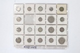 Lot of 33 silver coins from various Countries in various denominations.