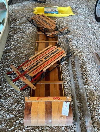 Toboggan, 2 Runner Sleds, Plastic Sled & Ice Hockey Skates