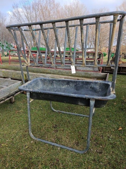 5' poly & steel horse hay & grain feeder