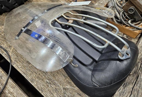 Harley Davidson Motorcycle Seat, Windshield & Luggage Rack