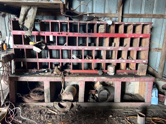 Wooden Parts Bin & Contents